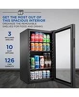 Ivation 126 Can Small Refrigerator and Mini Bar Beverage Cooler, Black