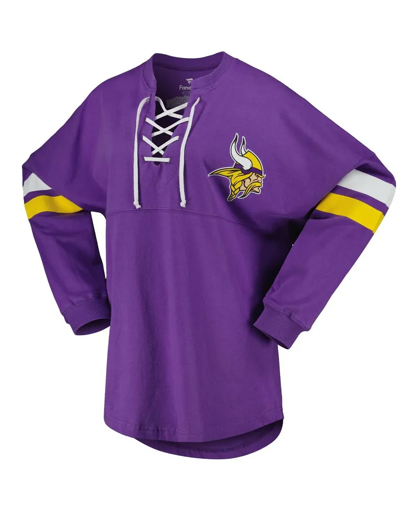 Women's Fanatics Purple Minnesota Vikings Spirit Jersey Lace-Up V-Neck Long Sleeve T-shirt