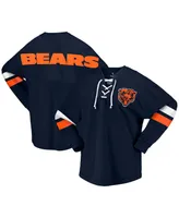 Women's Fanatics Navy Chicago Bears Spirit Jersey Lace-Up V-Neck Long Sleeve T-shirt