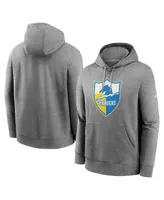 Men's Nike Heathered Gray Los Angeles Chargers Rewind Club Fleece Pullover Hoodie