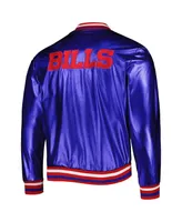 Men's The Wild Collective Royal Buffalo Bills Metallic Bomber Full-Snap Jacket