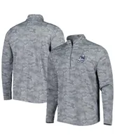 Men's Antigua Gray Dallas Cowboys Brigade Throwback Quarter-Zip Top