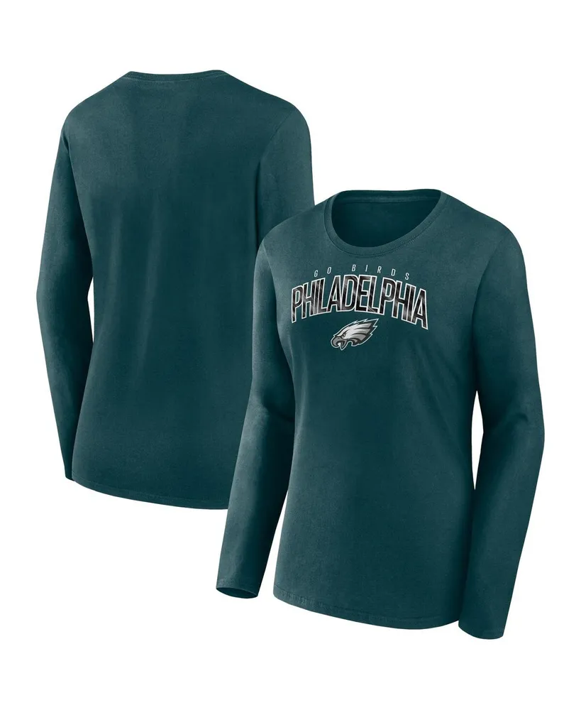 Fanatics Women's Fanatics Branded Midnight Green Philadelphia Eagles Plus  Size Measure Distance Scoop Neck Long Sleeve T-shirt