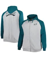 Men's Heather Gray Philadelphia Eagles Big and Tall Fleece Raglan Full-Zip Hoodie Jacket