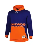 Men's Mitchell & Ness Navy and Orange Chicago Bears Big Tall Face Pullover Hoodie