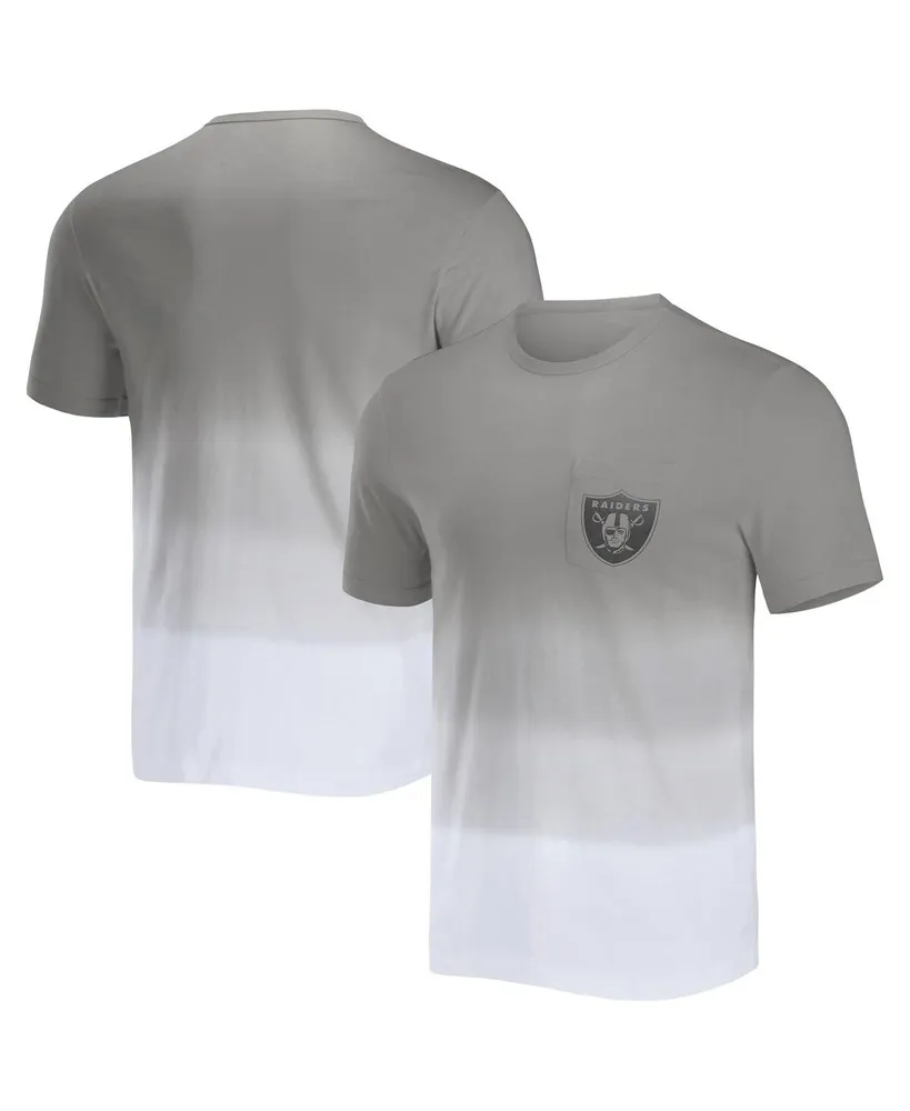 Men's Nfl x Darius Rucker Collection by Fanatics Silver, White Las Vegas Raiders Dip Dye Pocket T-shirt