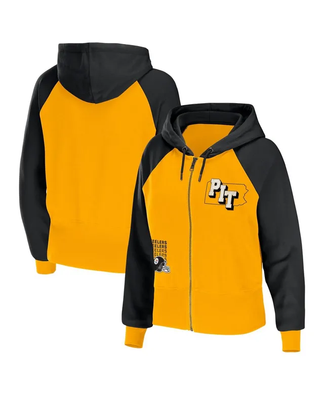 Women's Fanatics Branded Black/Gold Pittsburgh Steelers Take The Field Color Block Full-Zip Hoodie