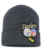 Big Boys Mitchell & Ness Black Pittsburgh Steelers Xl Logo Cuffed Knit Hat