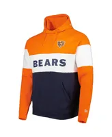 Men's New Era Navy and Orange Chicago Bears Colorblock Throwback Pullover Hoodie