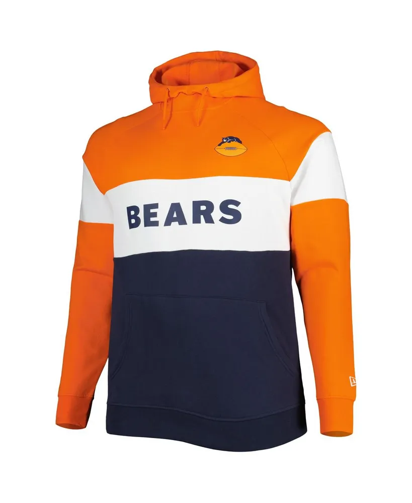 Men's New Era Navy Chicago Bears Big and Tall Throwback Colorblock Raglan Pullover Hoodie