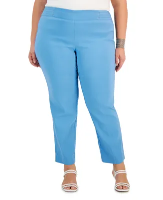 Jm Collection Plus Size Tummy Control Pull-On Slim-Leg Pants, Created for Macy's