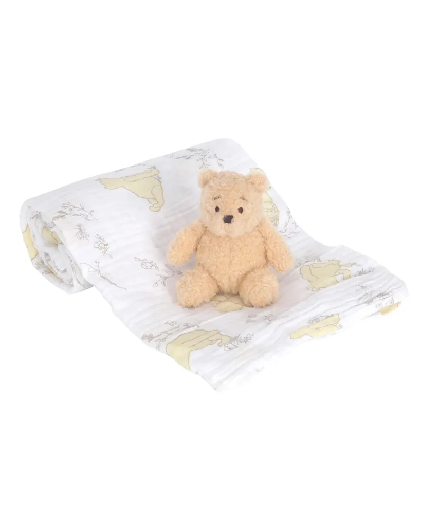 Disney Baby Winnie the Pooh Hugs Gray Soft Fleece Baby Blanket