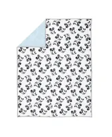 Lambs & Ivy Disney Baby Mickey Mouse Baby Blanket - Blue/White Minky/Jersey