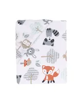 Bedtime Originals Woodland Friends Fox/Owl/Raccoon Fitted Crib Sheet - White