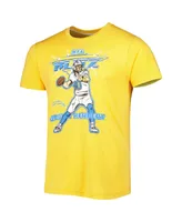 Men's Homage Justin Herbert Heathered Gold Los Angeles Chargers Nfl Blitz Player Tri-Blend T-shirt