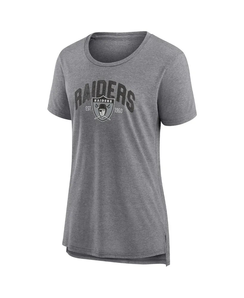Women's Fanatics Heathered Gray Las Vegas Raiders Drop Back Modern Tri-Blend T-shirt
