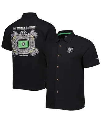 Men's Tommy Bahama Black Las Vegas Raiders Top of Your Game Camp Button-Up Shirt