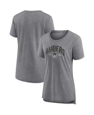 Women's Fanatics Heathered Gray Las Vegas Raiders Drop Back Modern Tri-Blend T-shirt