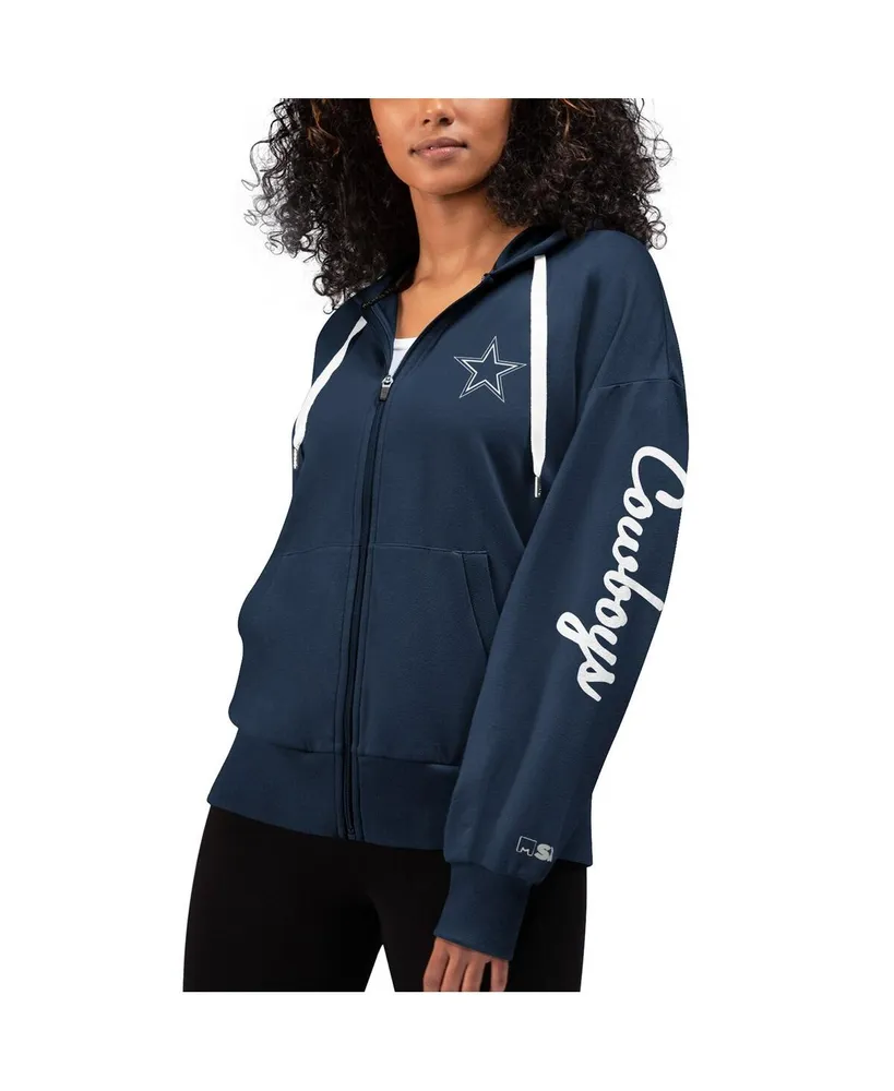 Women's MSX by Michael Strahan Navy Dallas Cowboys Emerson Lightweight Full-Zip Hoodie Size: Medium