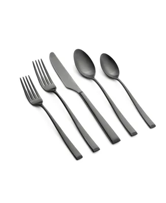 Cambridge Silversmiths Marlise Black Satin 20 Piece 18/10 Stainless Steel Flatware Set, Service for 4