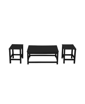 3-Piece Outdoor Patio Adirondack Coffee Table and Side Set