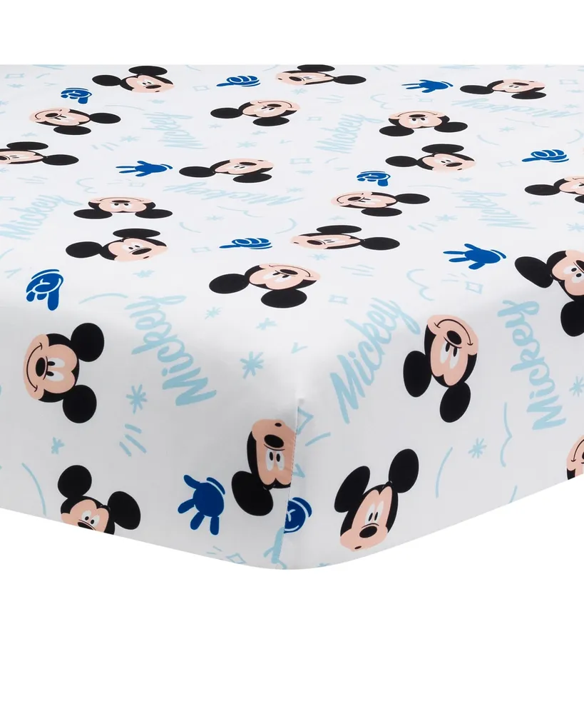 Lambs & Ivy Disney Baby Forever Mickey Mouse White Fitted Crib Sheet