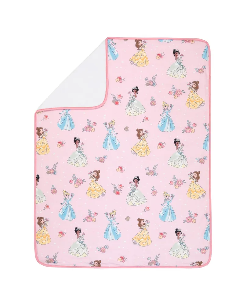 Lambs & Ivy Disney Princesses Pink Fleece Baby Blanket - Belle/Tiana/Cinderella