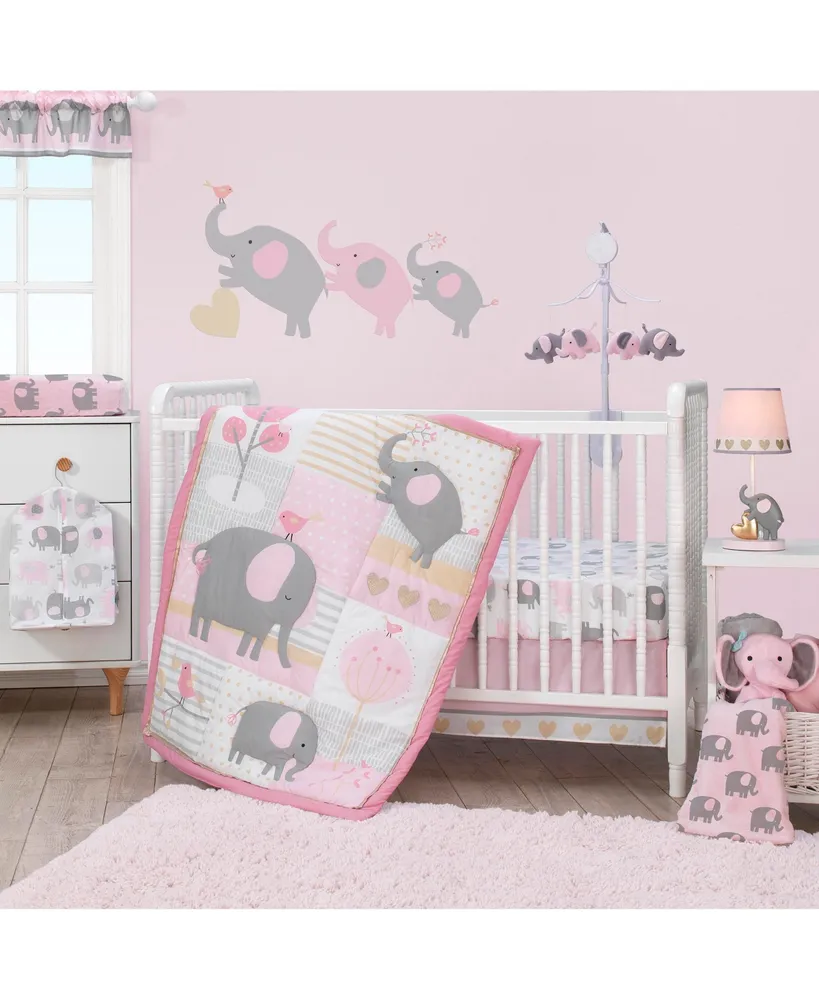 Bedtime Originals Eloise Pink/Gray/White Elephant Diaper Stacker