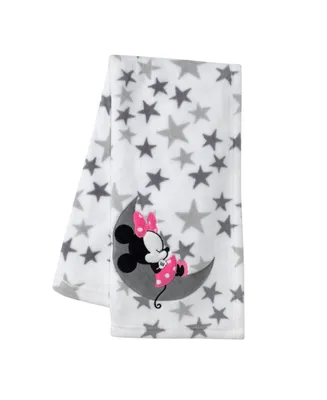 Lambs & Ivy Disney Baby Minnie Mouse Gray/White Fleece Baby Blanket by