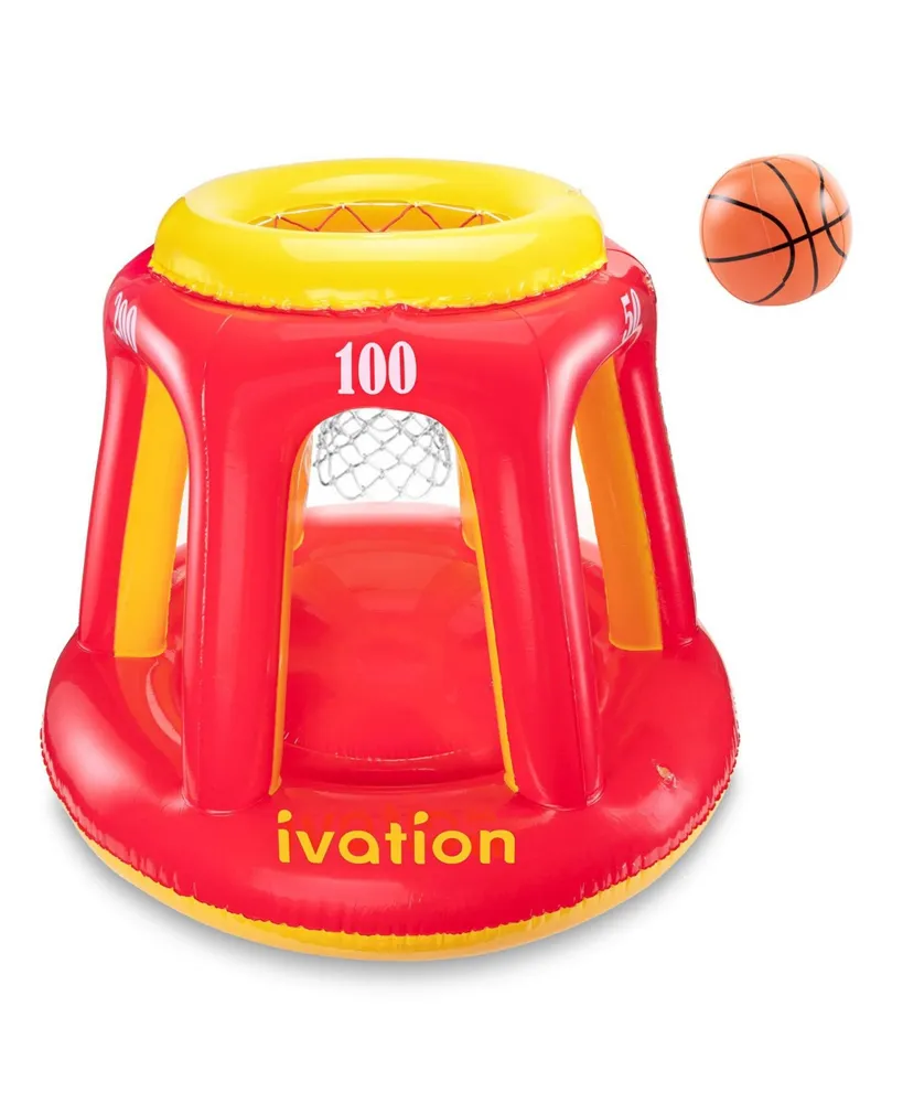 Ivation Inflatable Floating Pool Toy, Hoop & Ball for Swimming Pool