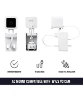 Wasserstein Ac Outlet Wall Mount Compatible with Wyze Cam V3 - Reliable Mounting Alternative for Your Cameras (White)