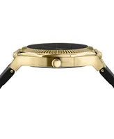 Versus Versace Men's Echo Park Black Leather Strap Watch 42mm