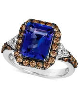 Le Vian Couture Blueberry Tanzanite (3 ct. t.w.), Chocolate Diamonds (5/8 ct. t.w.) & Nude Diamonds (1/10 ct. t.w.) Square Halo Ring in Platinum