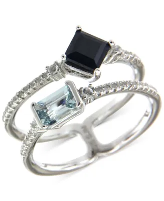 Multi-Gemstone Double Row Openwork Statement Ring (1-1/4 ct. t.w.) in Sterling Silver