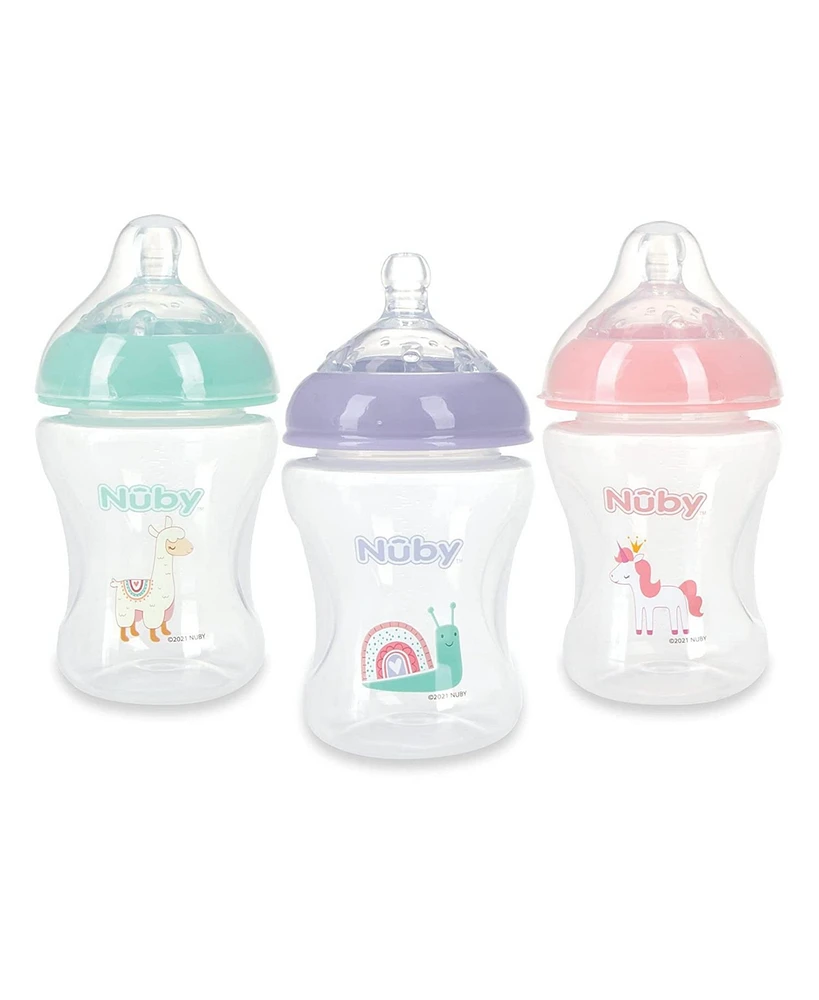 Nuby Baby Baby Bottles with Slow Flow Nipple, 3 Pack