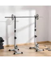 Soozier 2-Piece Steel Height Adjustable Barbell Squat Rack and Bench Press