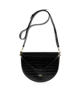 Women's Leather Embossed Croco Forget Me Not Bag (Black) - Black Croc