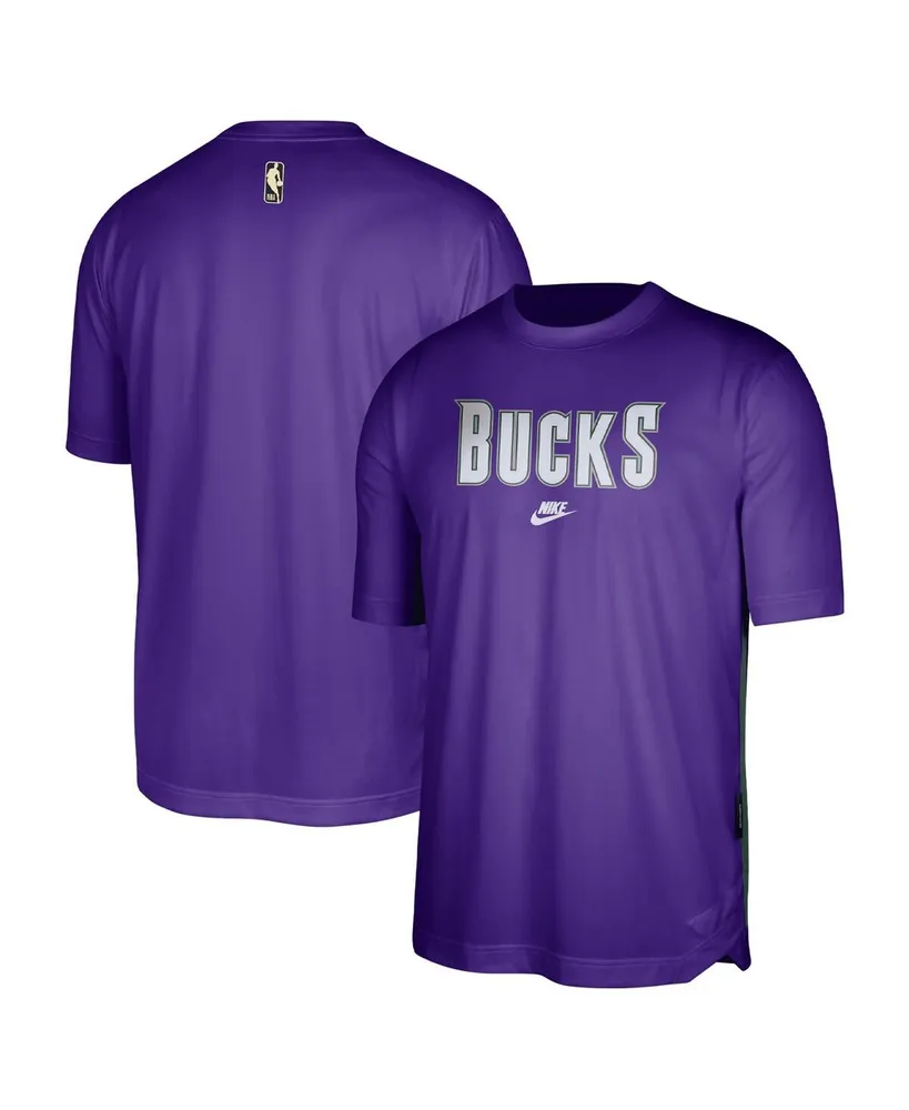 Men's Nike Purple, Hunter Green Milwaukee Bucks Hardwood Classics Pregame Warmup Shooting Performance T-shirt