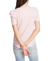 Court & Rowe Women's Short Sleeve Classic Stripe Puff Sleeve T-shirt