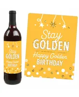 Golden BirthdayParty Decorations Wine Bottle Label Stickers - Set of 4