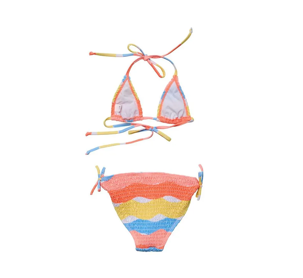 Toddler, Child Girls Good Vibes Triangle Shirred Bikini