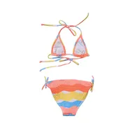 Toddler, Child Girls Good Vibes Triangle Shirred Bikini