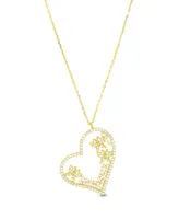 Macy's Cubic Zirconia Heart Necklace (1 3/8 ct. t.w.) in 14k Gold Over Sterling Silver