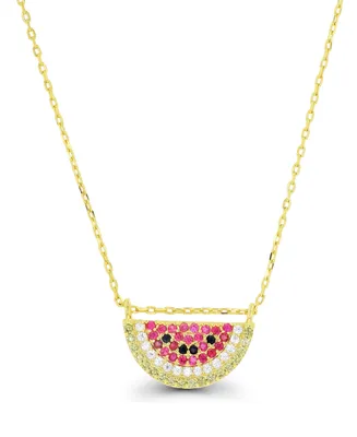 Macy's Cubic Zirconia Watermelon Necklace (3/4 ct. t.w.) in 14k Gold Over Sterling Silver