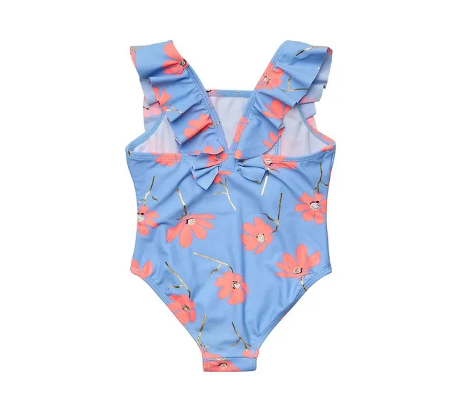 Women's V Neck Ruffle One Piece Swimsuit Tropical Floral Bathing