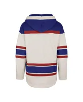 Men's '47 Brand Oatmeal New York Rangers Rockaway Lace-Up Pullover Hoodie