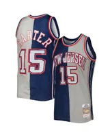 Men's Mitchell & Ness Vince Carter Navy, Gray New Jersey Nets Hardwood Classics 2006-07 Split Swingman