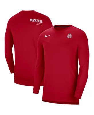 Men's Nike Scarlet Ohio State Buckeyes 2022 Coach Performance Long Sleeve V-Neck T-shirt