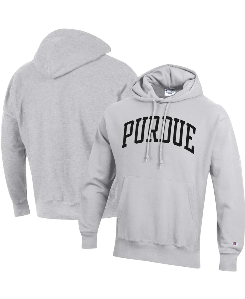 Men's Champion Heathered Gray Purdue Boilermakers Team Arch Reverse Weave Pullover Hoodie