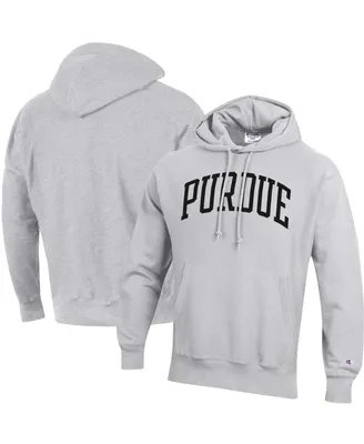 Men's Champion Heathered Gray Purdue Boilermakers Team Arch Reverse Weave Pullover Hoodie